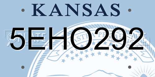 5EHO292 Kansas License Plate