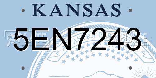 5EN7243 Kansas License Plate