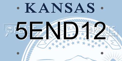 5END12 Kansas License Plate