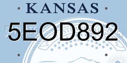 5EOD892 Kansas License Plate
