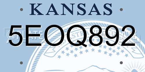5EOQ892 Kansas License Plate