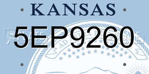 5EP9260 Kansas License Plate