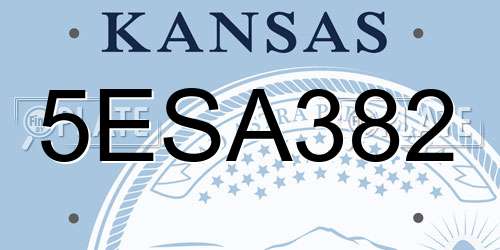 5ESA382 Kansas License Plate