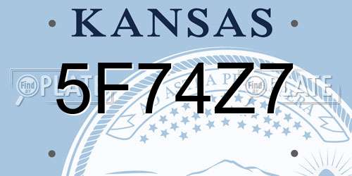 5F74Z7 Kansas License Plate
