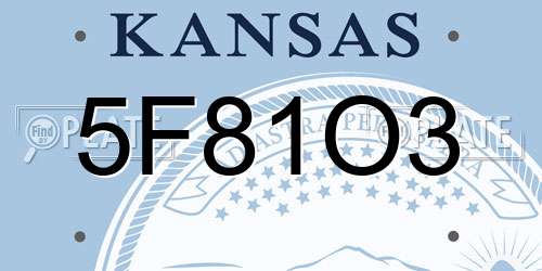 5F81O3 Kansas License Plate