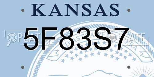 5F83S7 Kansas License Plate