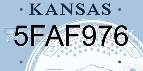 5FAF976 Kansas License Plate