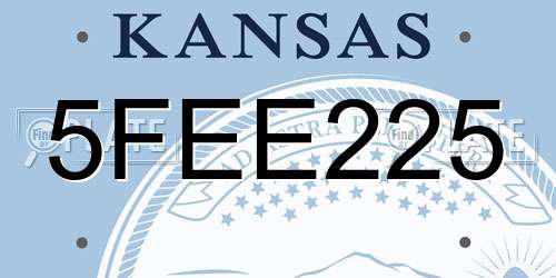 5FEE225 Kansas License Plate