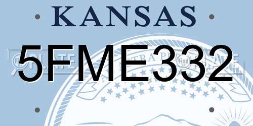 5FME332 Kansas License Plate