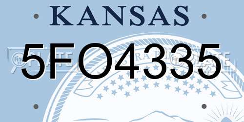 5FO4335 Kansas License Plate