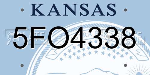 5FO4338 Kansas License Plate