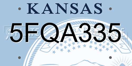 5FQA335 Kansas License Plate