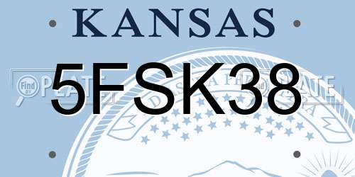 5FSK38 Kansas License Plate