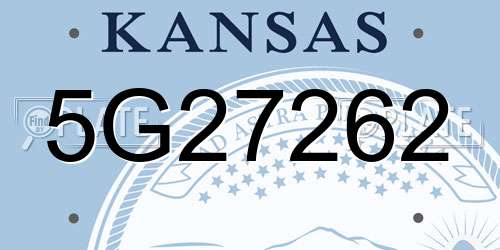 5G27262 Kansas License Plate