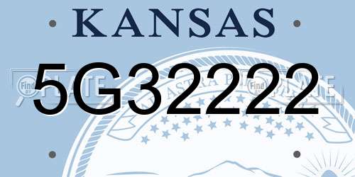 5G32222 Kansas License Plate