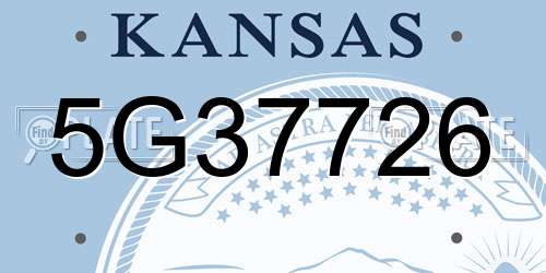 5G37726 Kansas License Plate
