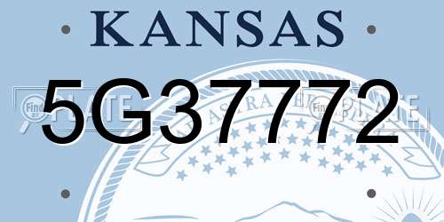 5G37772 Kansas License Plate