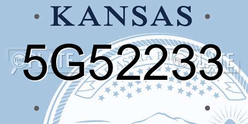 5G52233 Kansas License Plate