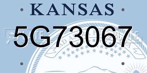 5G73067 Kansas License Plate