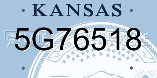 5G76518 Kansas License Plate