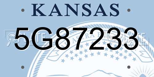 5G87233 Kansas License Plate