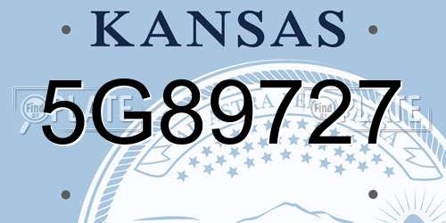 5G89727 Kansas License Plate