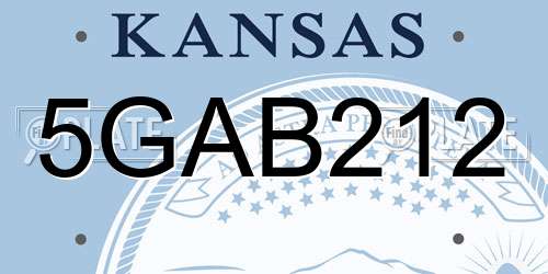 5GAB212 Kansas License Plate