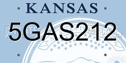 5GAS212 Kansas License Plate