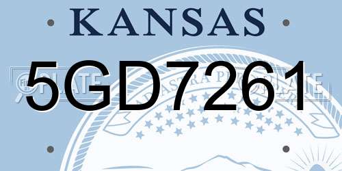5GD7261 Kansas License Plate