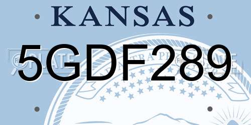 5GDF289 Kansas License Plate