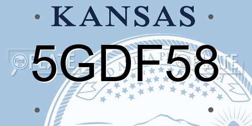 5GDF58 Kansas License Plate