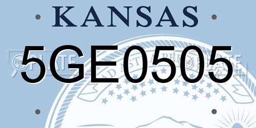 5GE0505 Kansas License Plate
