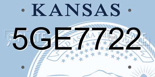 5GE7722 Kansas License Plate