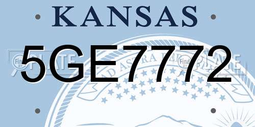 5GE7772 Kansas License Plate