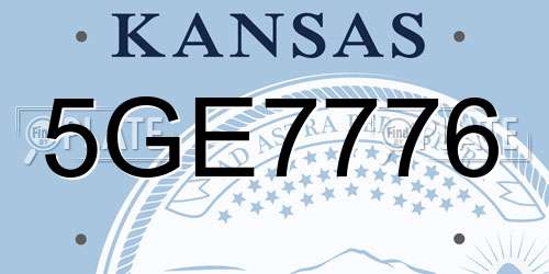 5GE7776 Kansas License Plate