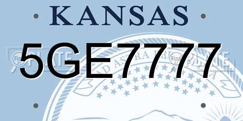 5GE7777 Kansas License Plate