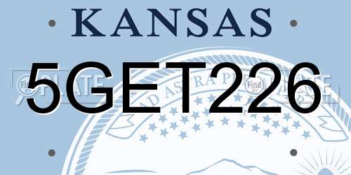 5GET226 Kansas License Plate
