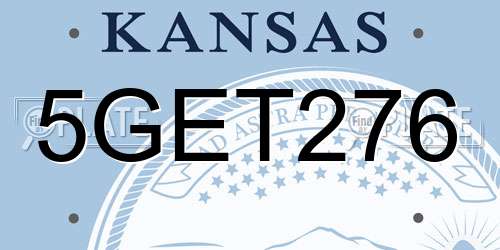 5GET276 Kansas License Plate