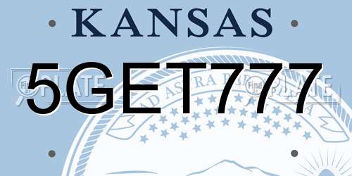 5GET777 Kansas License Plate