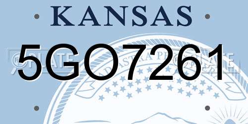 5GO7261 Kansas License Plate