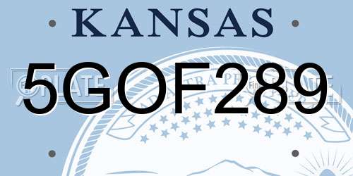 5GOF289 Kansas License Plate
