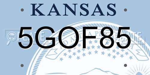 5GOF85 Kansas License Plate
