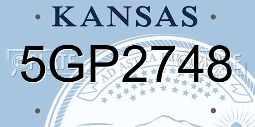 5GP2748 Kansas License Plate