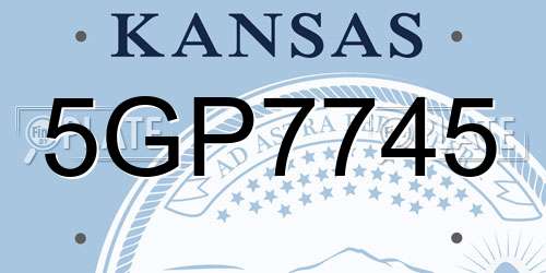 5GP7745 Kansas License Plate