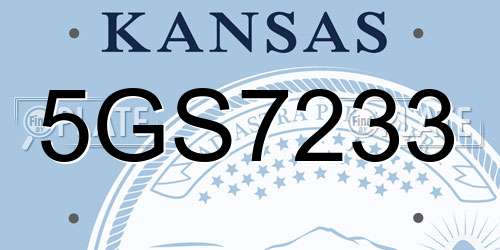 5GS7233 Kansas License Plate