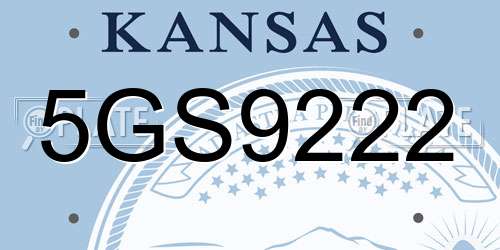 5GS9222 Kansas License Plate