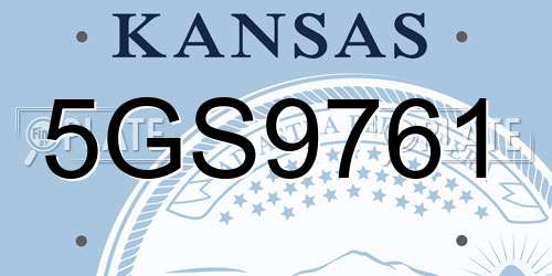 5GS9761 Kansas License Plate