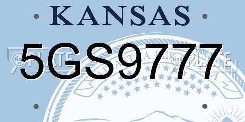 5GS9777 Kansas License Plate