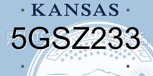 5GSZ233 Kansas License Plate