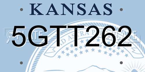 5GTT262 Kansas License Plate